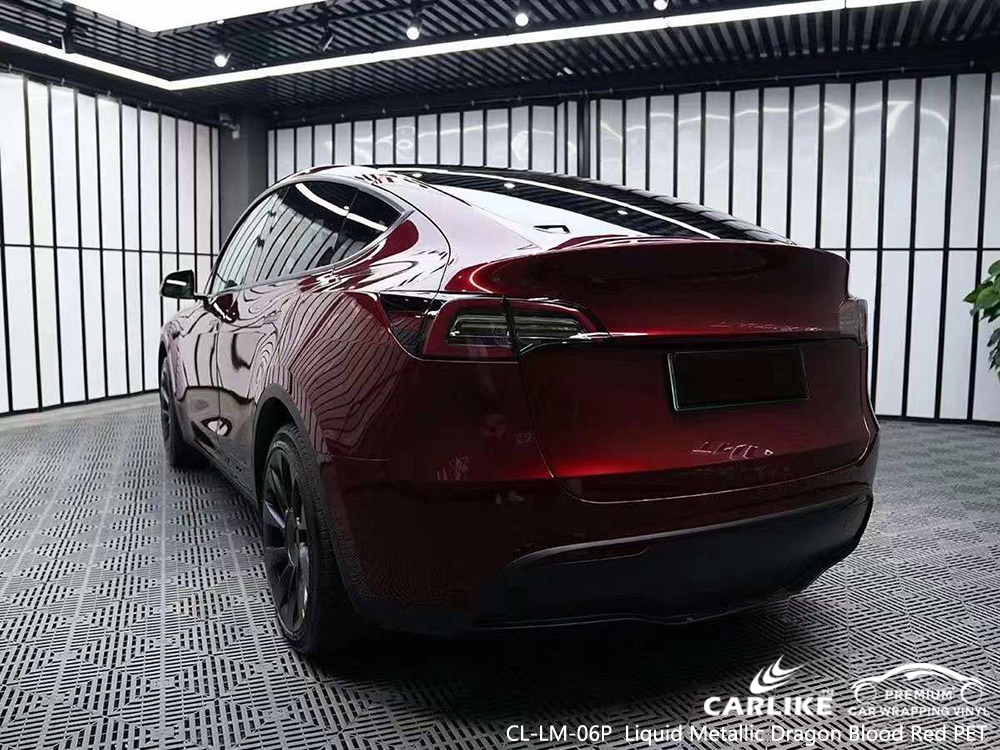 CL-LM-06P Жидкий металлик Драконья кровь Красный ПЭТ виниловая пленка для автомобиля производитель для TESLA